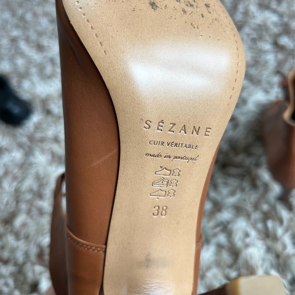 Sezane Brown Leather Lace Up Booties Size 38 - Picture 8 of 9